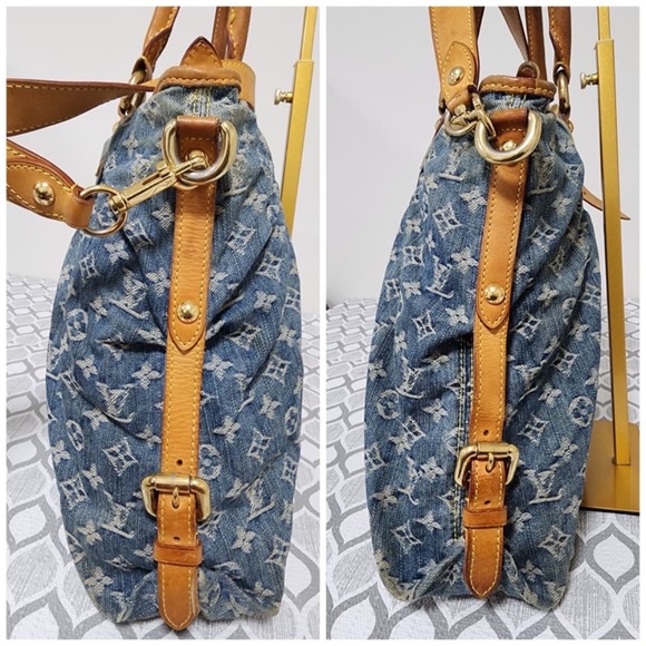 Authentic Louis Vuitton Denim Monogram Denim Neo Cabby MM Bag Blue - Picture 11 of 16